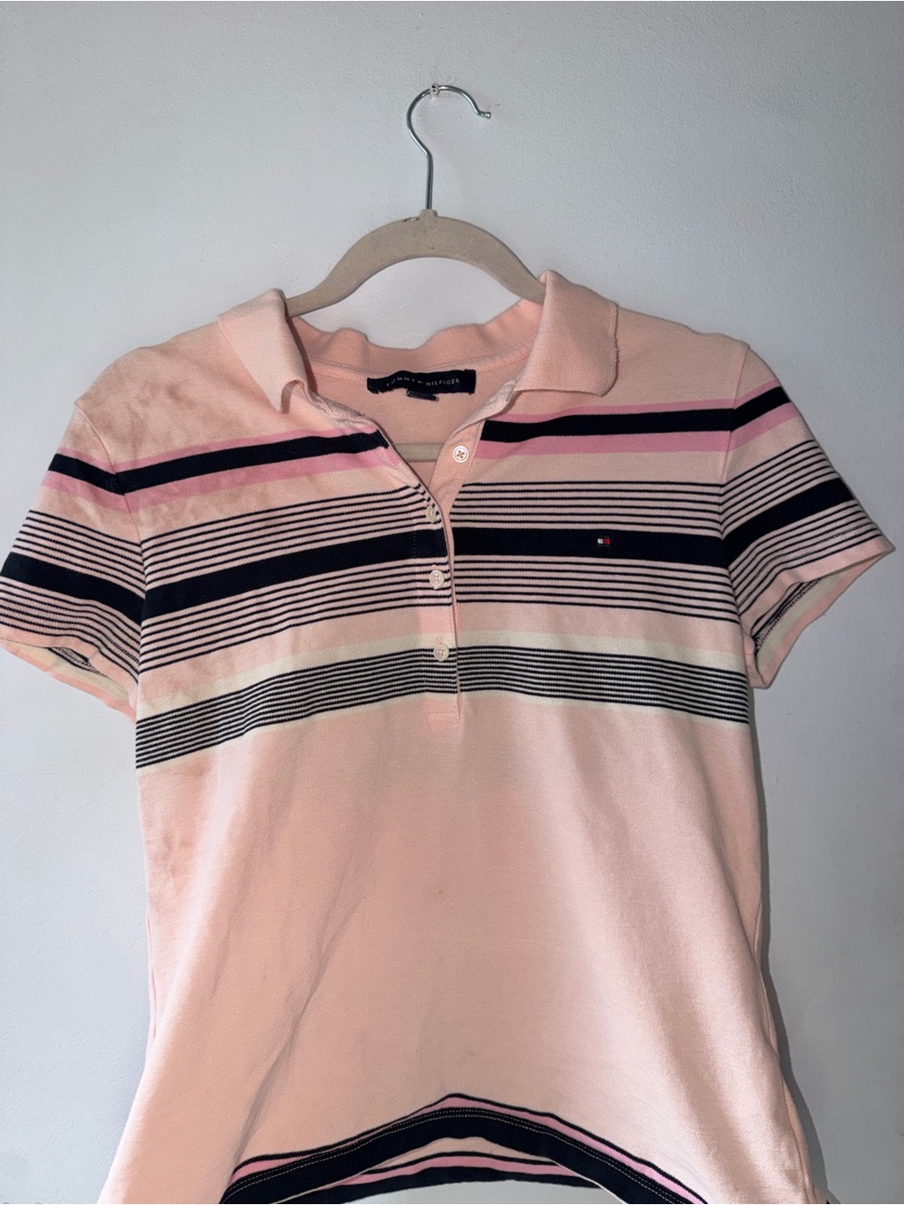 Tommy Hilfiger Pink Striped Button-Front Polo Shirt